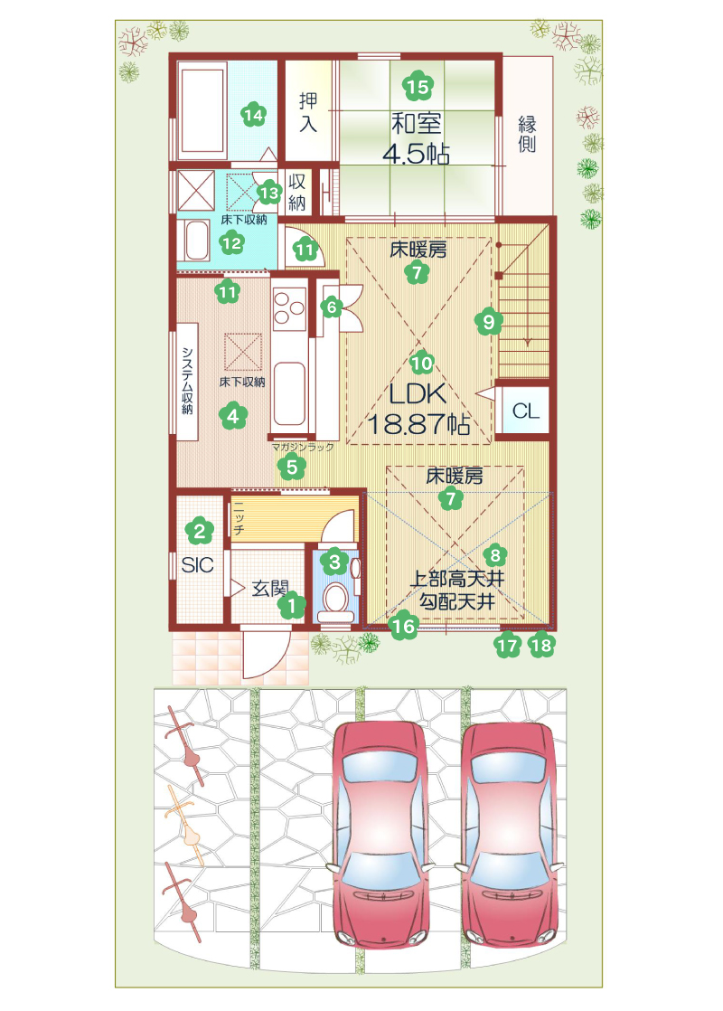 八幡市男山石城の新築一戸建てのトラストプレイス男山石城Ⅲ 間取り1階