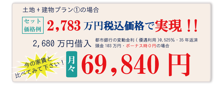 枚方市牧野下島町の新築一戸建て トラストプレイス甲斐田新町Ⅱ支払い例