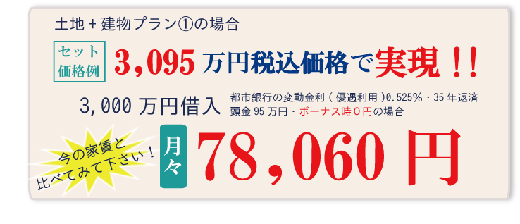 枚方市養父東町の新築一戸建て トラストプレイス養父東町支払い例